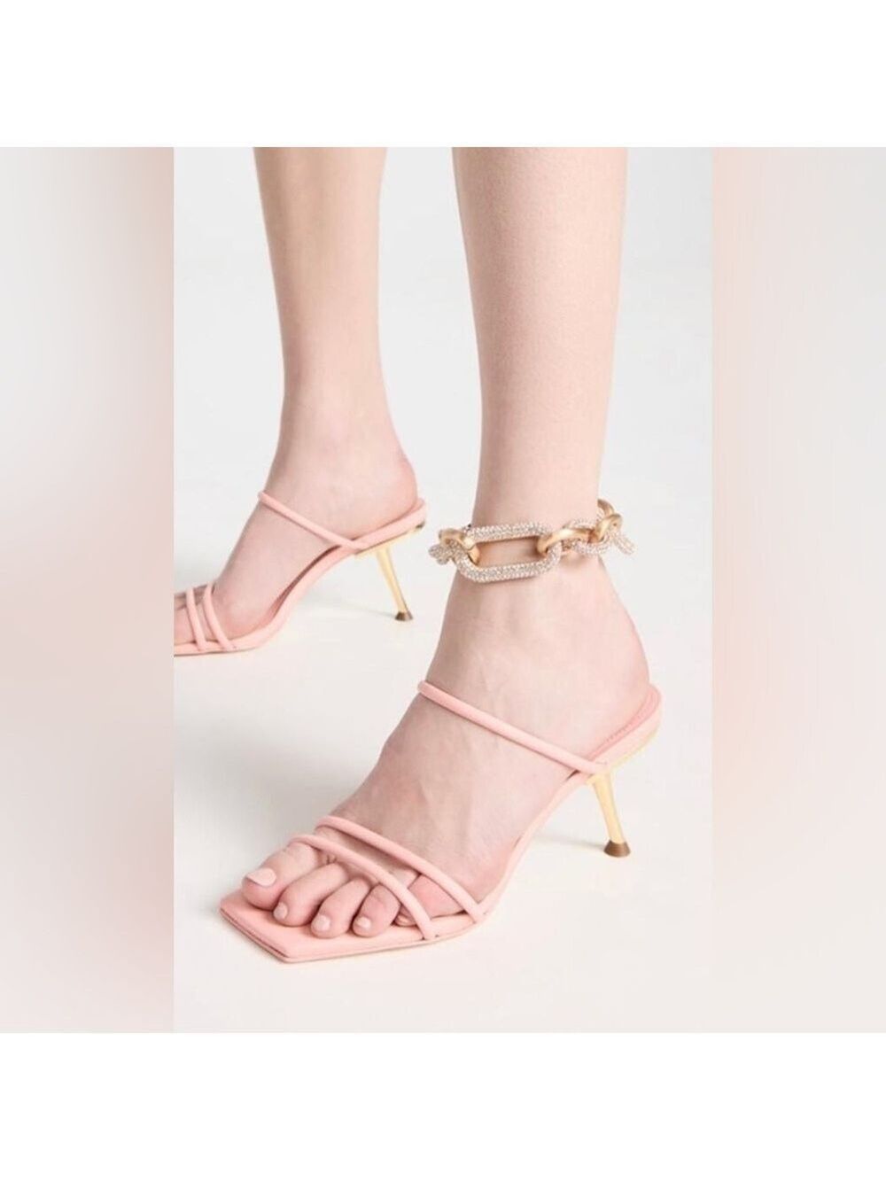 NIB Cult Gaia Lydia Square Toe Strappy High Heel Sandals in Azalea Pink